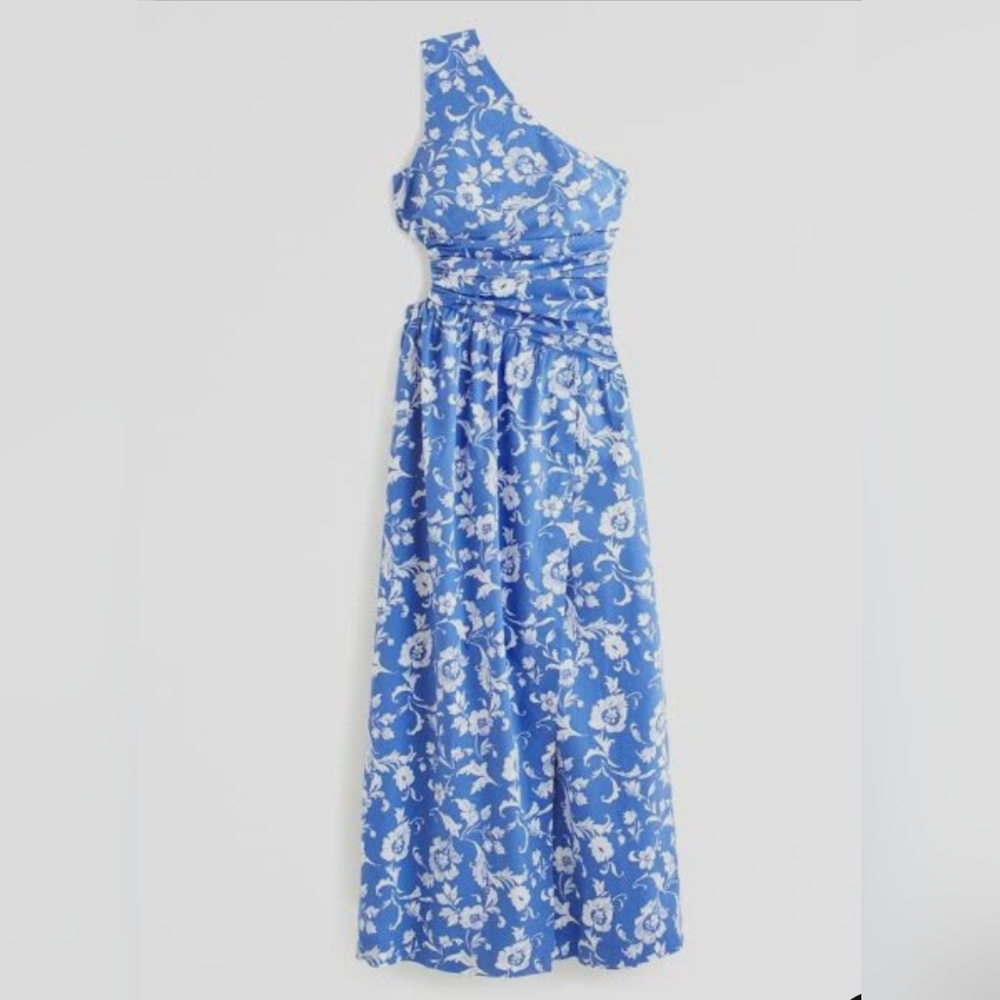 Abercrombie & Fitch One-Shoulder Dress in Blue and White Floral